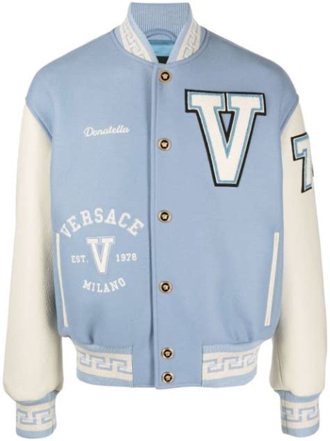 versace pink denim jacket|Versace varsity bomber jacket.